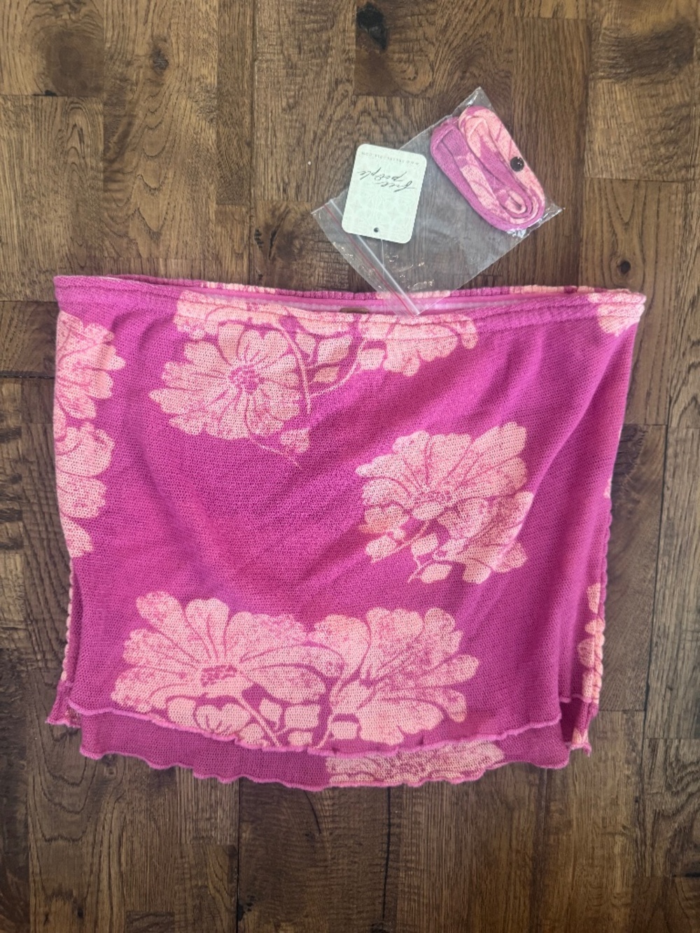NWT Free People Poppy Strapless Floral Knit Tube Top Removable Halter Strap S CC